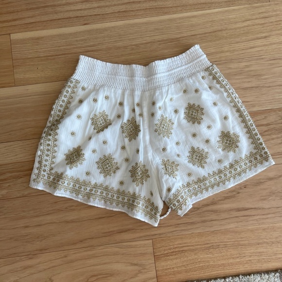 J. Crew White and Gold Embroidered Tassel Shorts - Picture 5 of 5